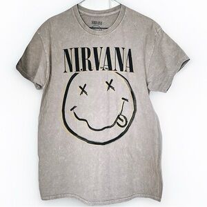 NIRVANA Graphic Tee - Kurt Cobain Inverse Smiley Size Large